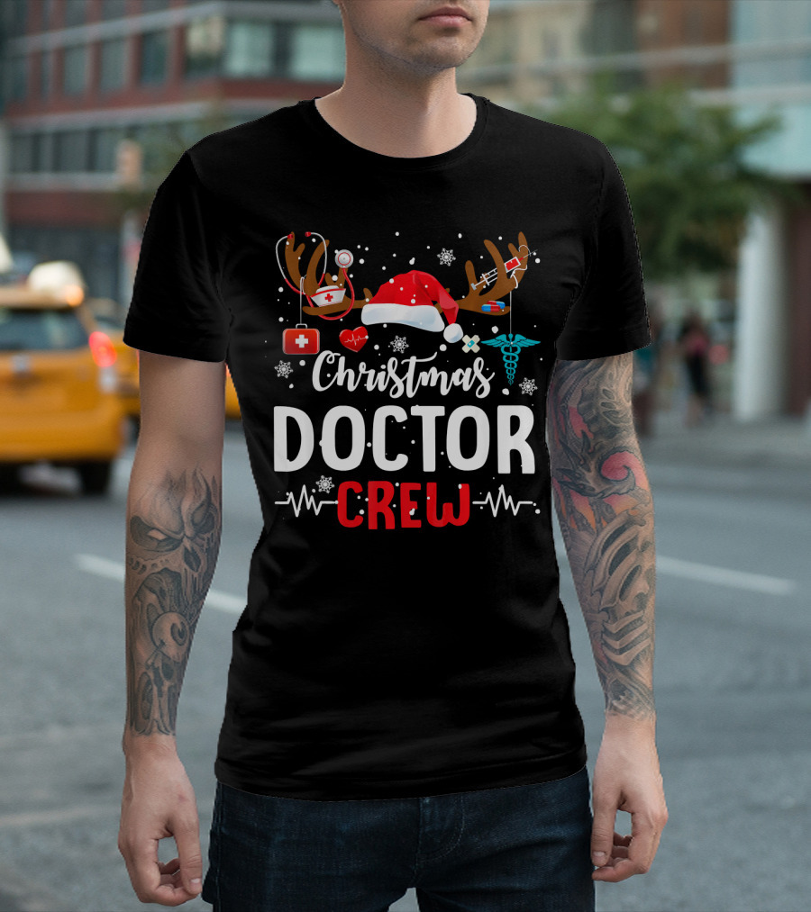 Christmas Doctor Crew Reindeer Antlers Nurse Merry Xmas T-Shirt