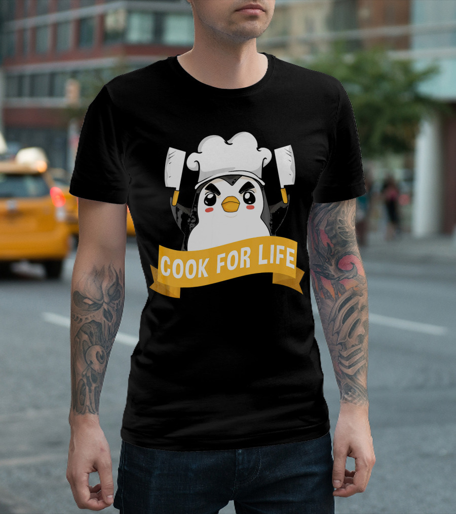 Cook For Life Funny Anime Kawaii Penguin Chef Cook T-Shirt