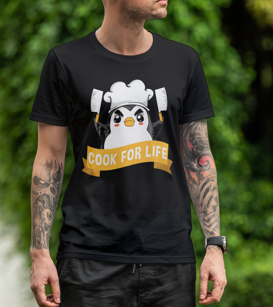 Cook For Life Funny Anime Kawaii Penguin Chef Cook T-Shirt