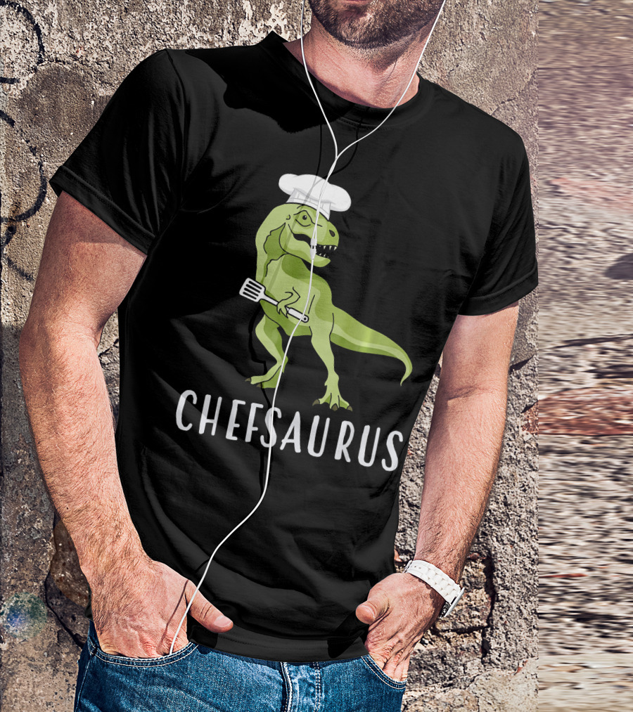Chefsaurus Dinosaur With Chef Hat And Spatula Cooking Humor T-Shirt