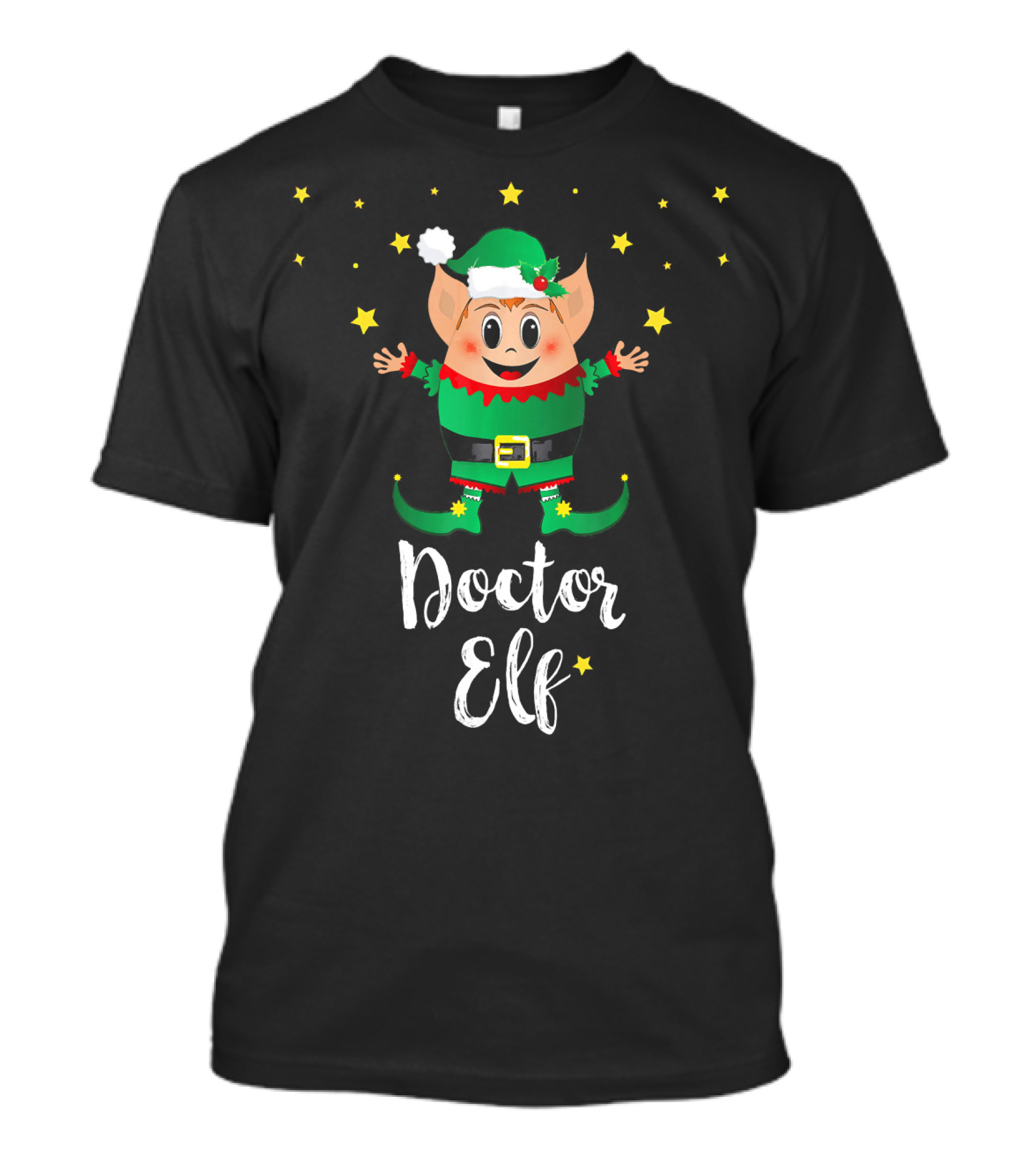 Doctor Elf Festive Christmas Elves Stars T-Shirt