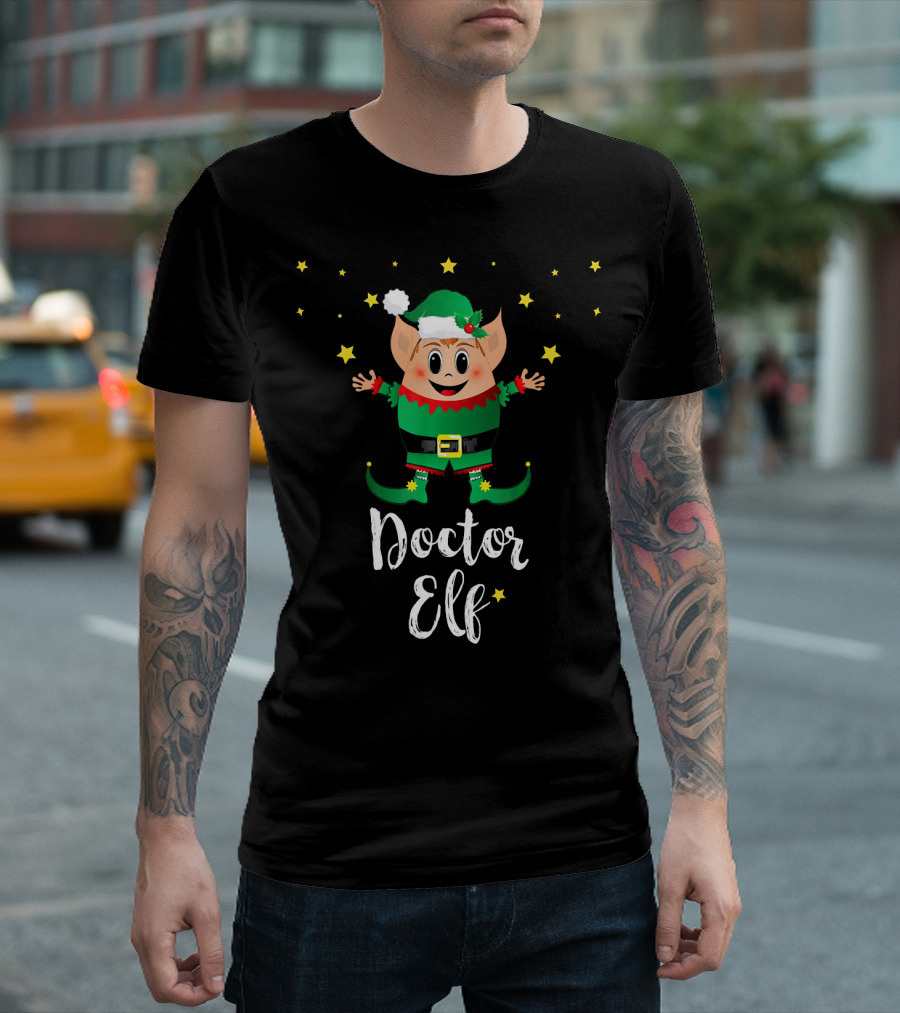 Doctor Elf Festive Christmas Elves Stars T-Shirt