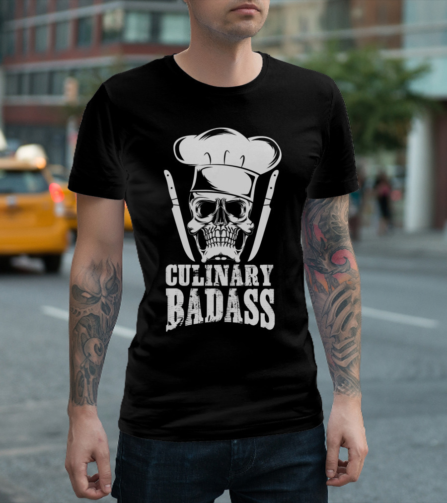 Culinary Badass Chef Skull With Knives T-Shirt