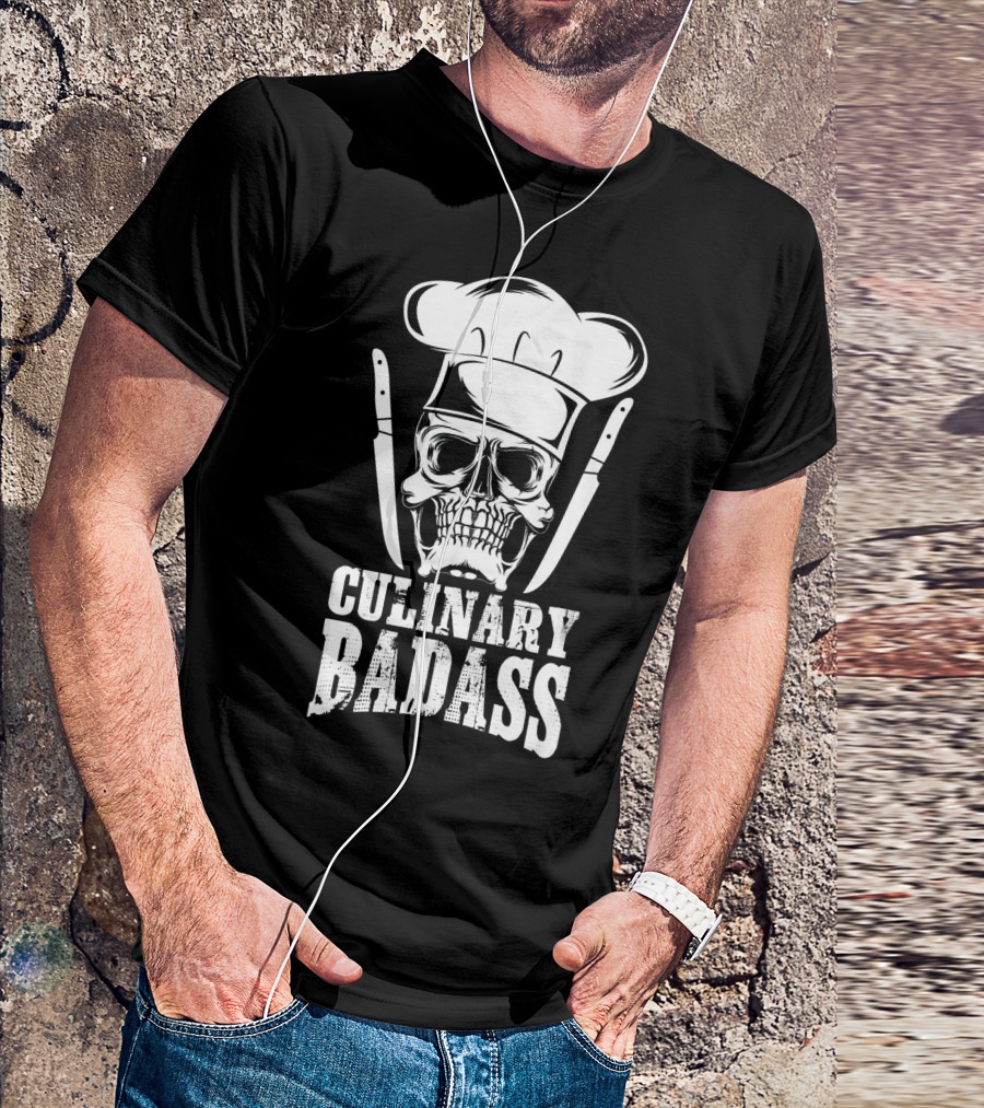 Culinary Badass Chef Skull With Knives T-Shirt