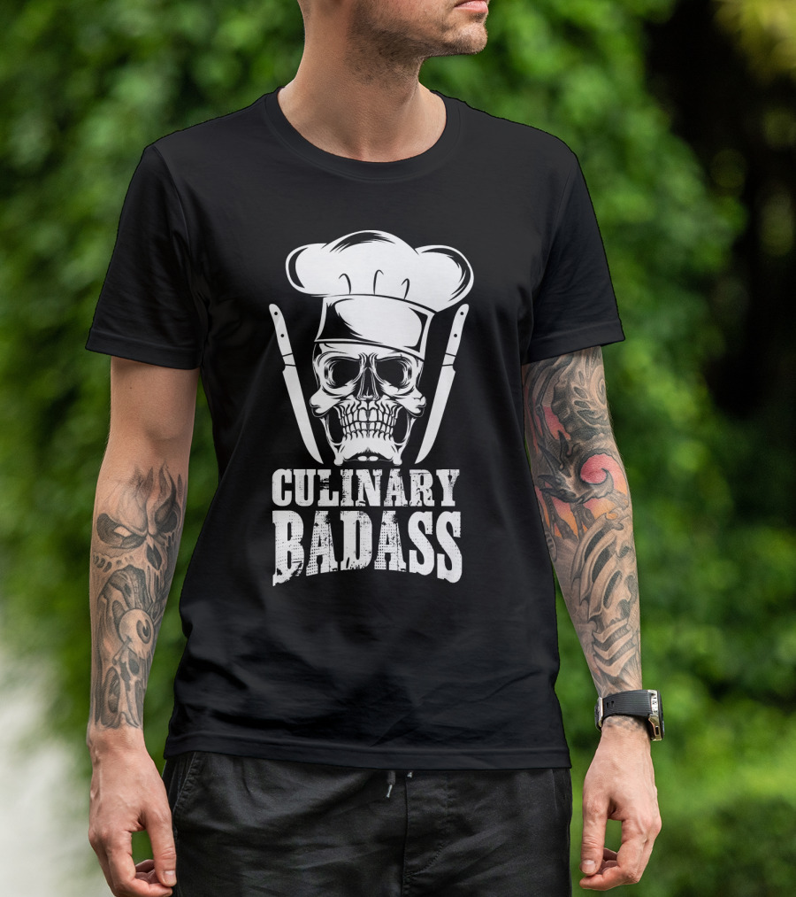 Culinary Badass Chef Skull With Knives T-Shirt