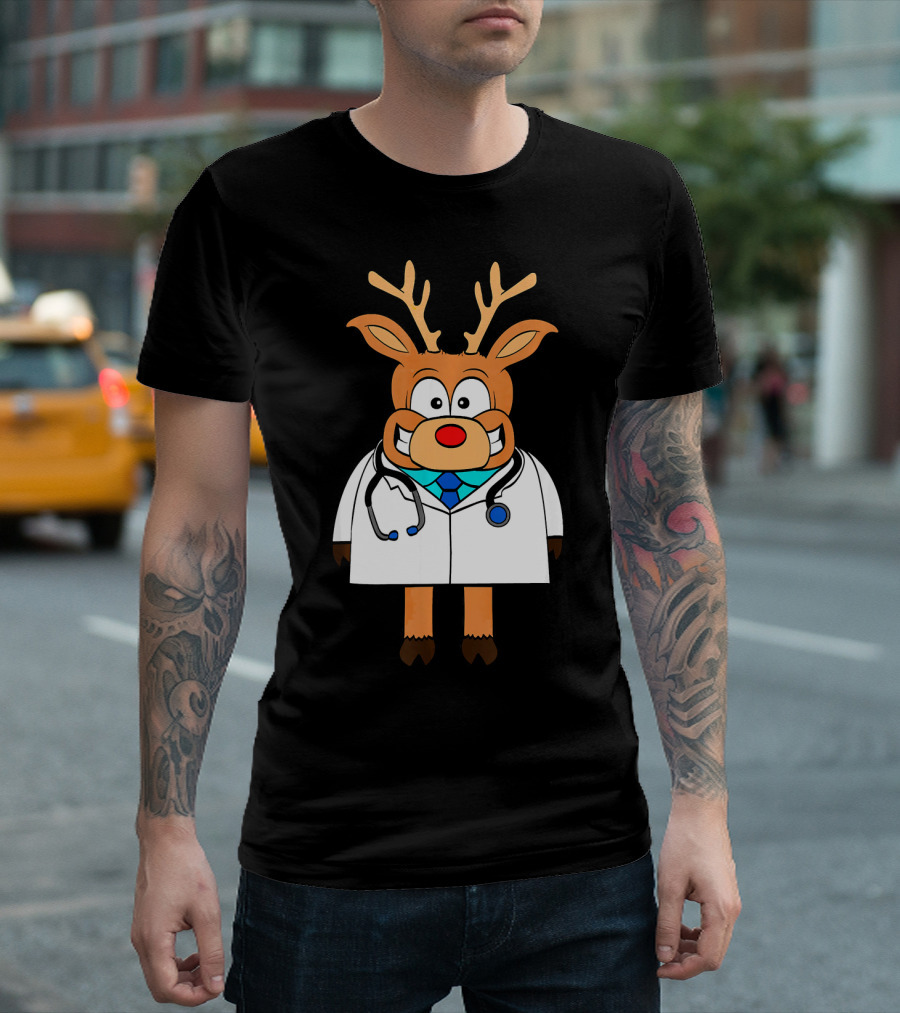 Doctor Deer Stethoscope Hospital Surgery Cartoon Character T-Shirt