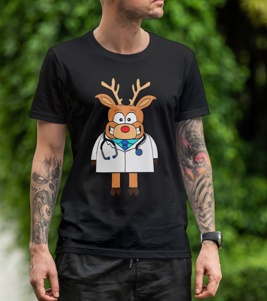 Doctor Deer Stethoscope Hospital Surgery Cartoon Character T-Shirt