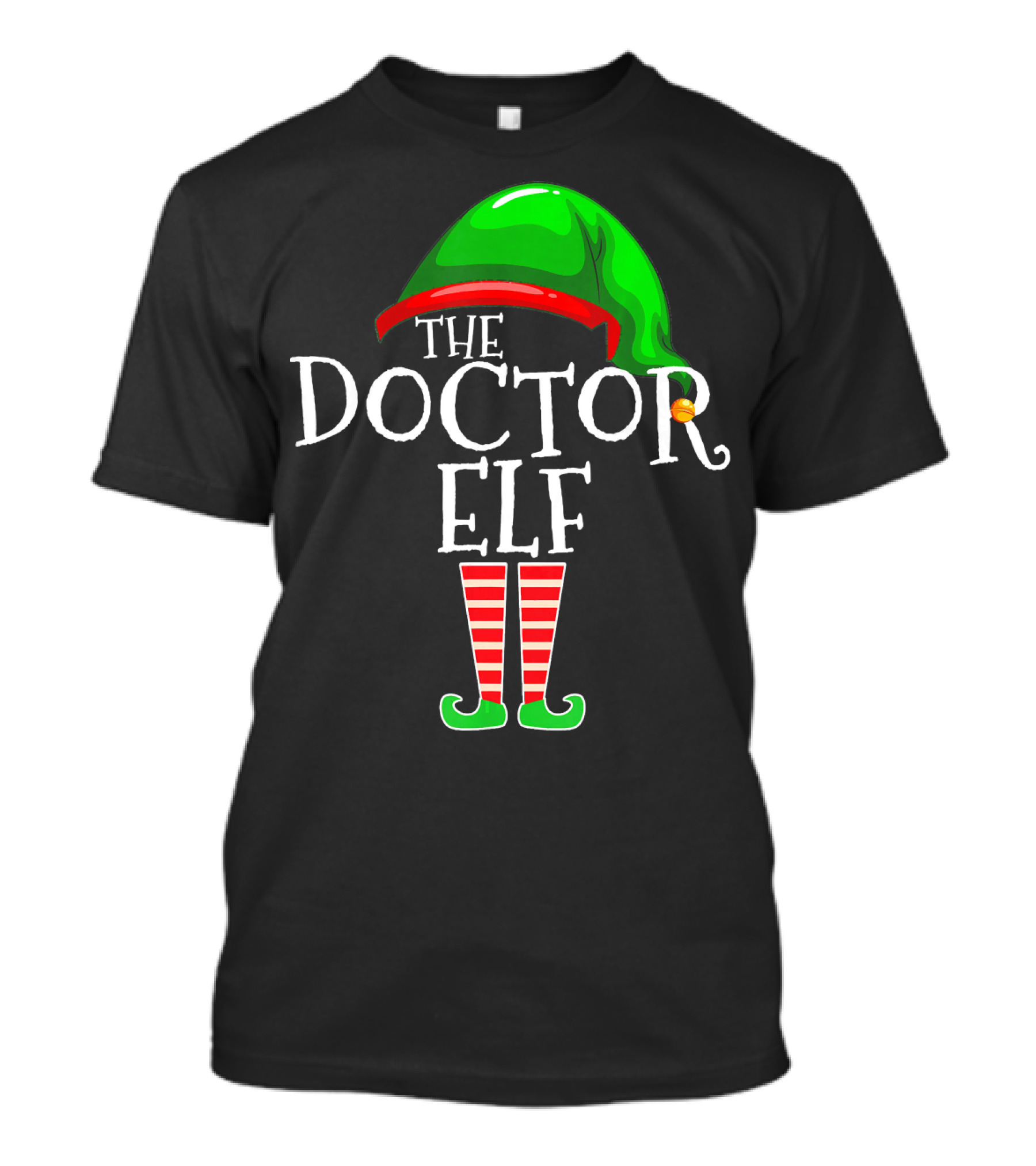 The Doctor Elf Festive Green Hat And Striped Socks T-Shirt