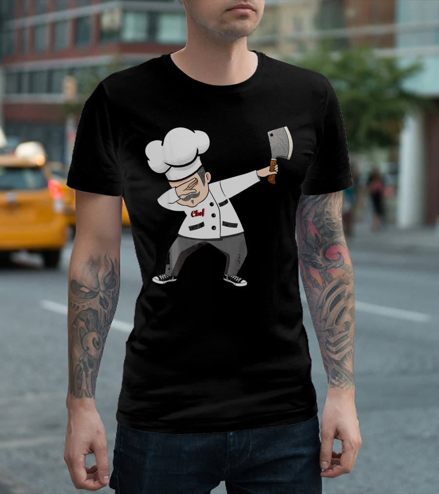 Funny Dabbing Chef With Cleaver Culinary Dab Chef T-Shirt