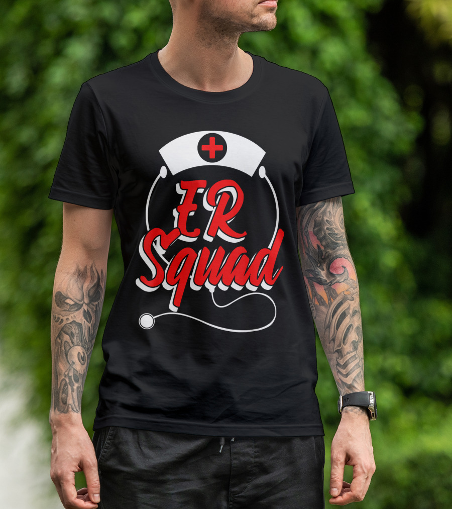 ER Squad Emergency Room Doctor Nurse RN Stethoscope Nurse Hat T-Shirt