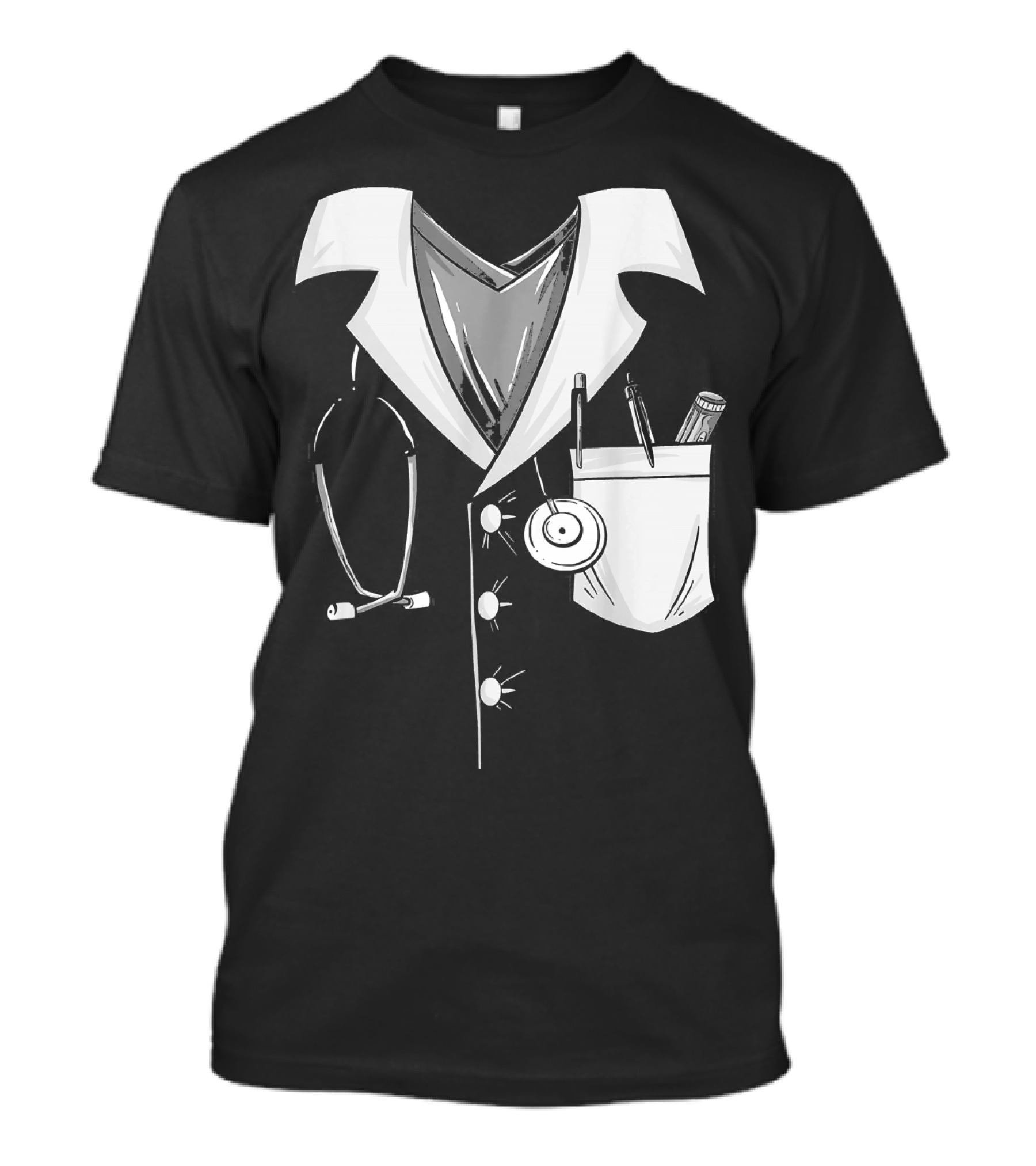 Cool Doctor Uniform Stethoscope And Medical Tools Sketch T-Shirt