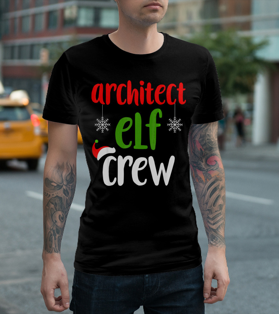 Architect Elf Crew Christmas Snowflake Santa Hat T-Shirt