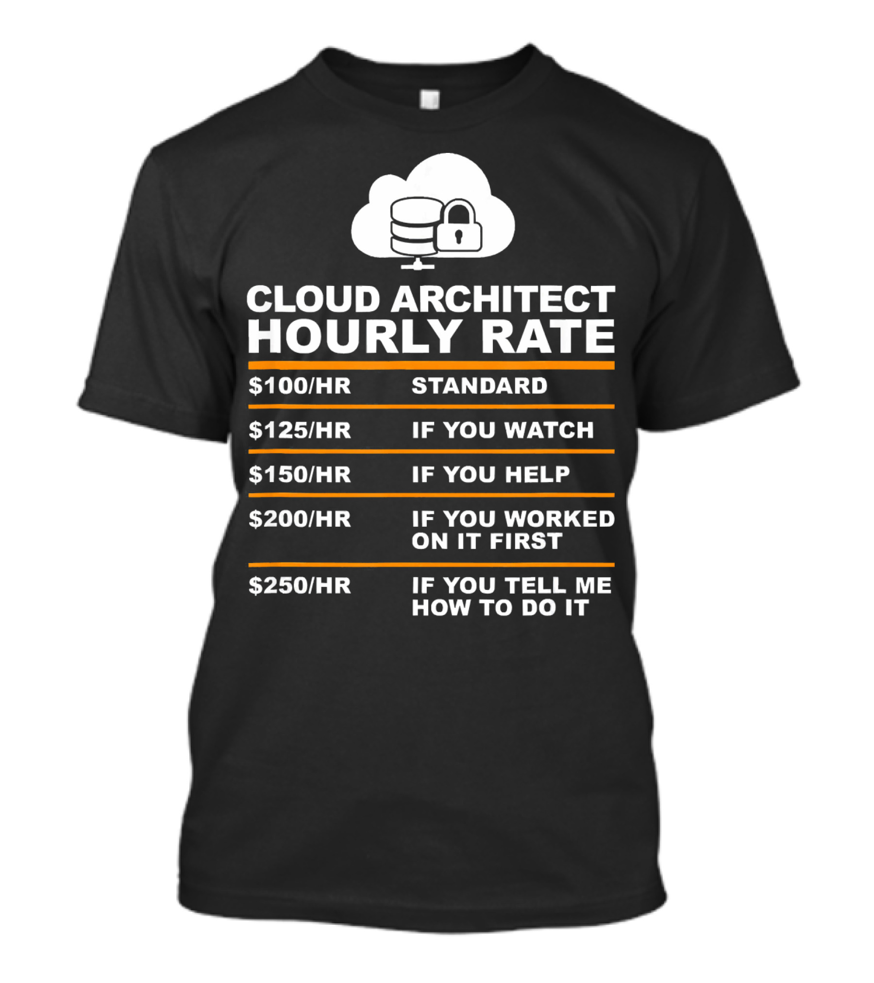 Cloud Architect Hourly Rate Standard Watch Help Worked First Tell T-Shirt
