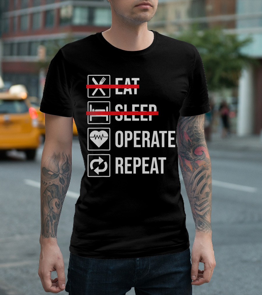 Eat Sleep Operate Repeat Funny Doctor Icons T-Shirt
