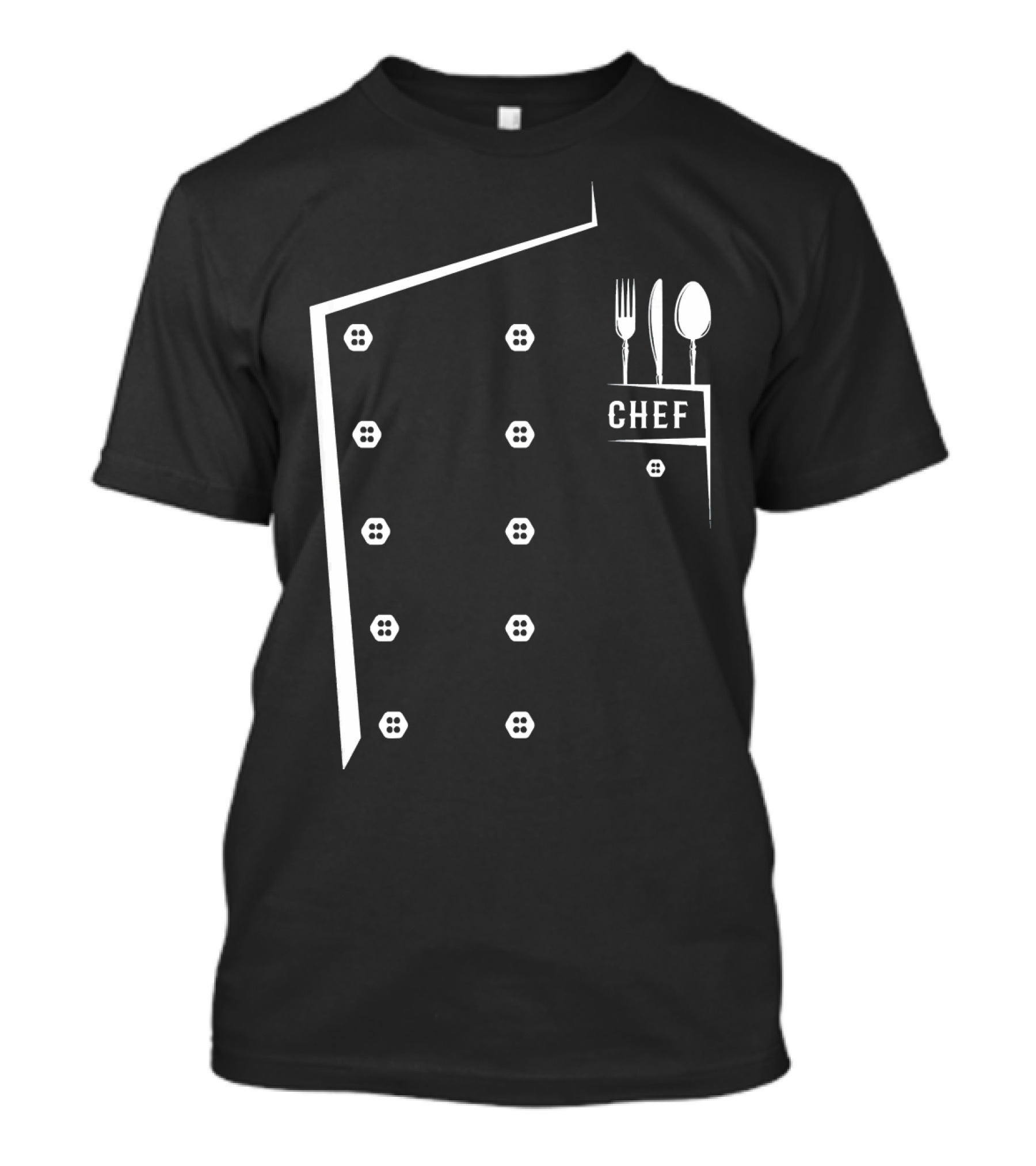 Funny Chef Cooking Spoon And Fork Chef Button Jacket T-Shirt