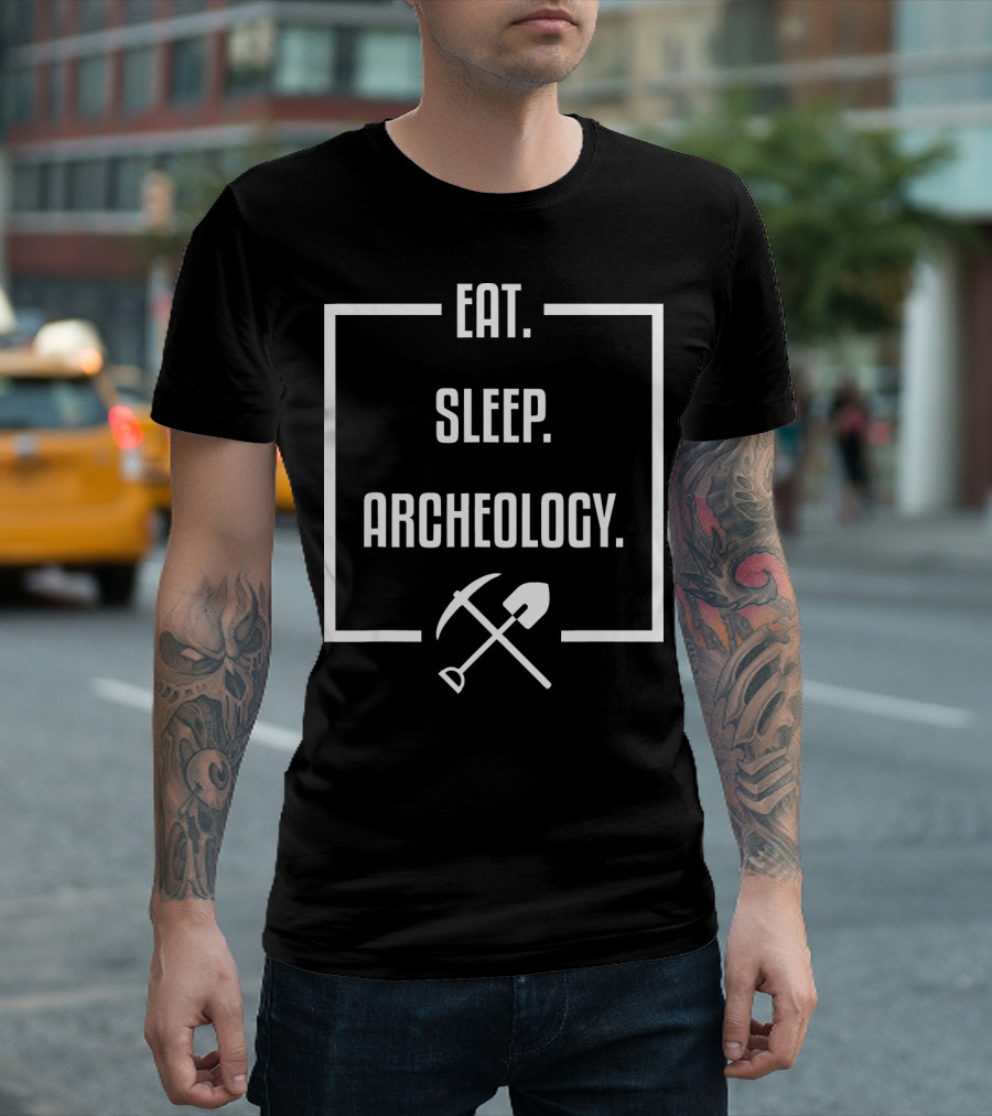Eat Sleep Archeology with Shovel and Pickaxe Icons T-Shirt