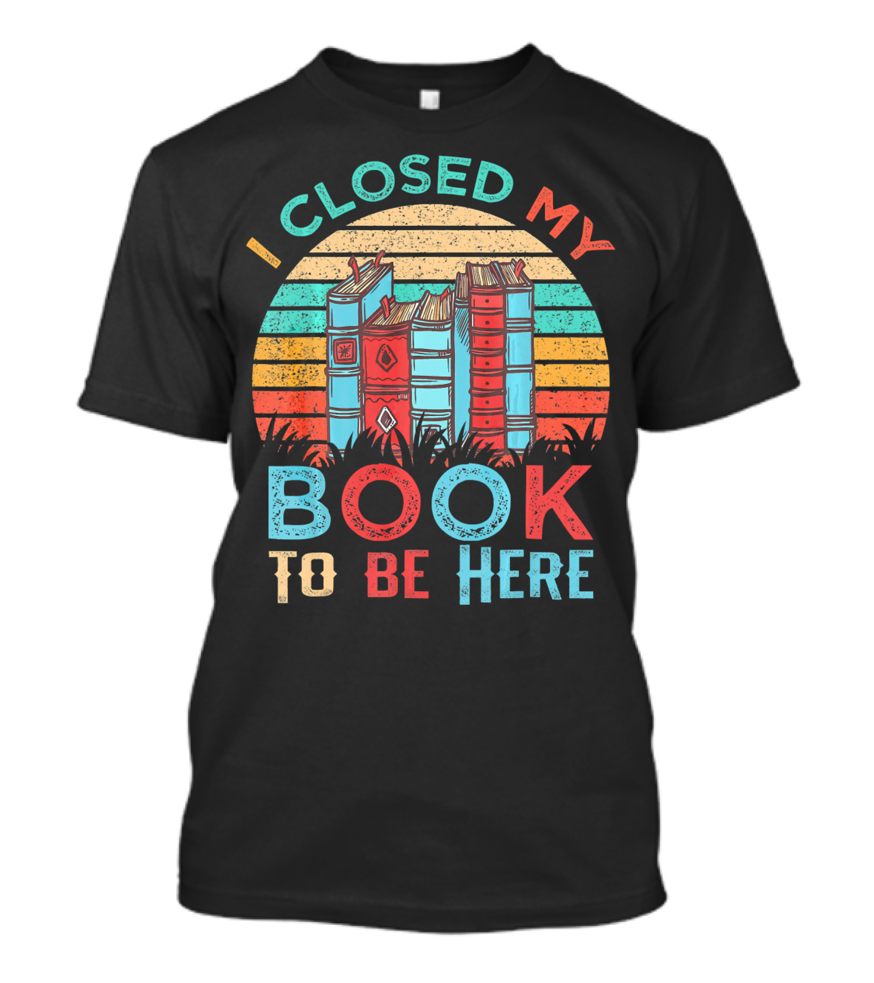 I Closed My Book To Be Here Retro Striped Books T-Shirt