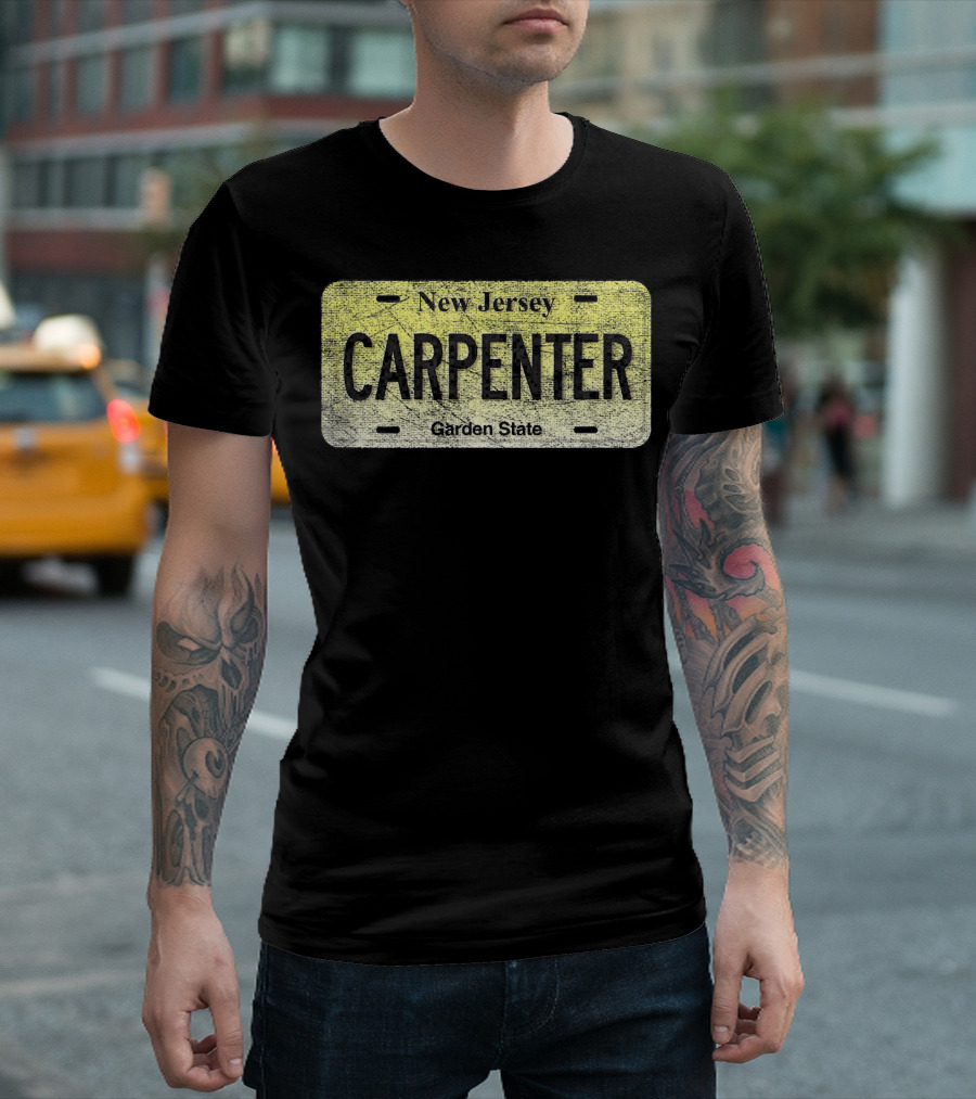 New Jersey Carpenter Garden State License Plate T-Shirt