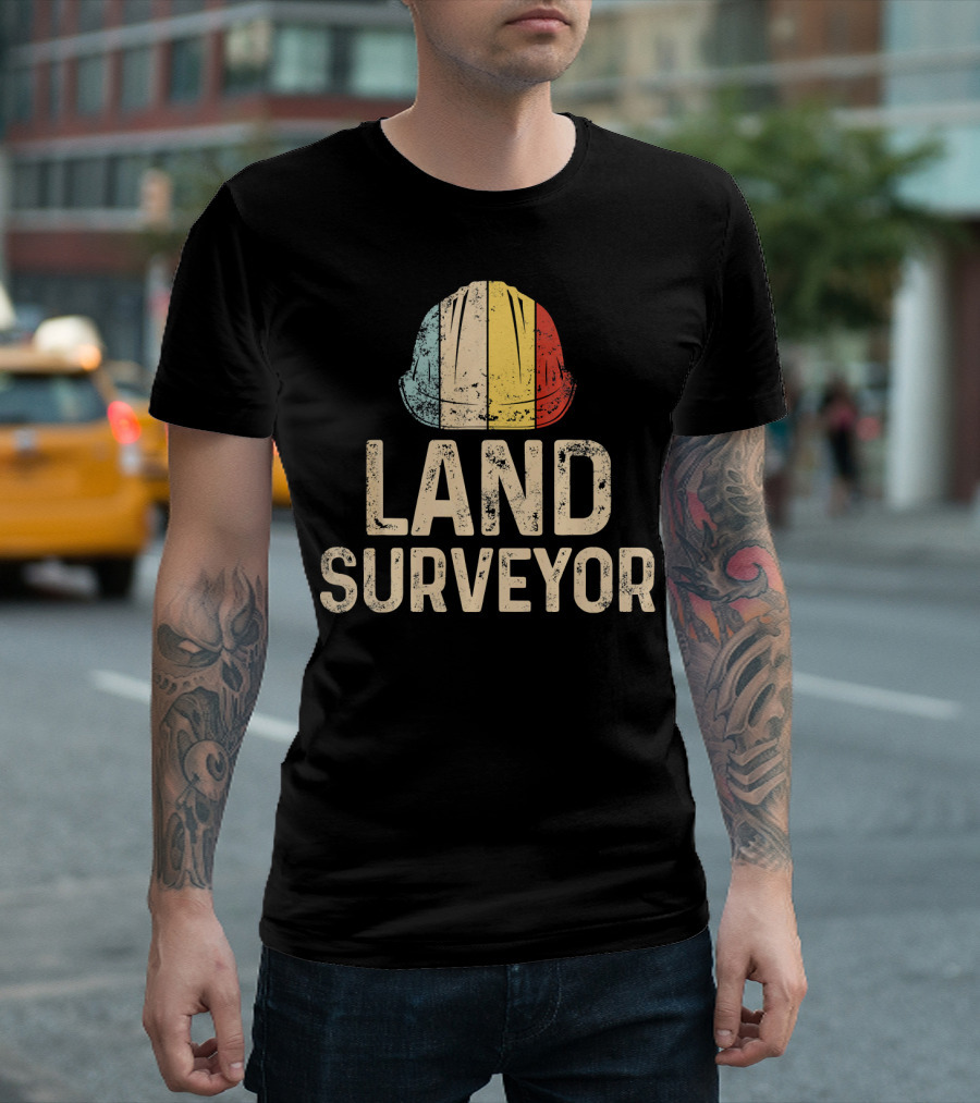 Land Surveyor Retro Hard Hat T-Shirt