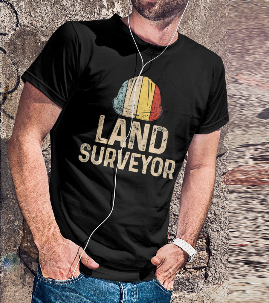 Land Surveyor Retro Hard Hat T-Shirt