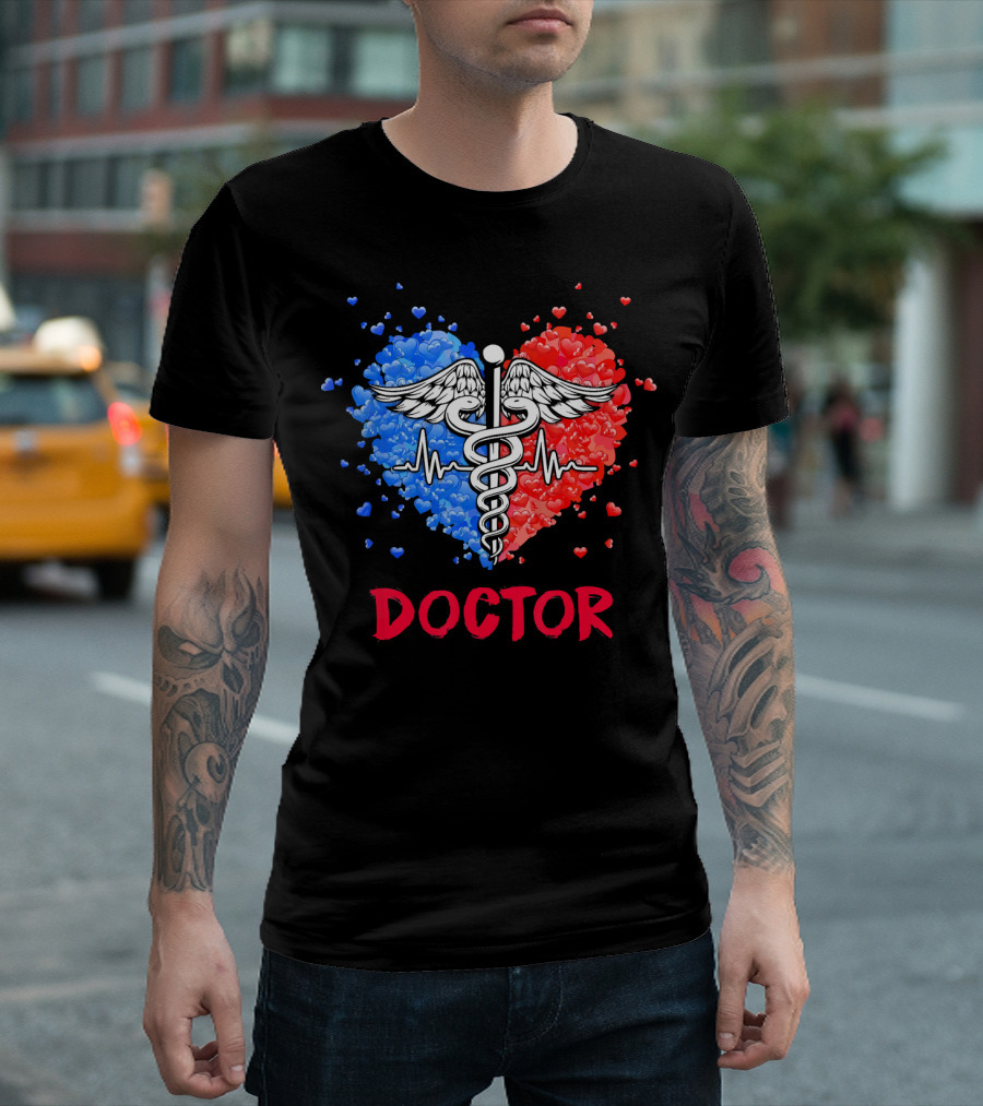 Doctor Heartbeat Caduceus Lover Funny Job T-Shirt