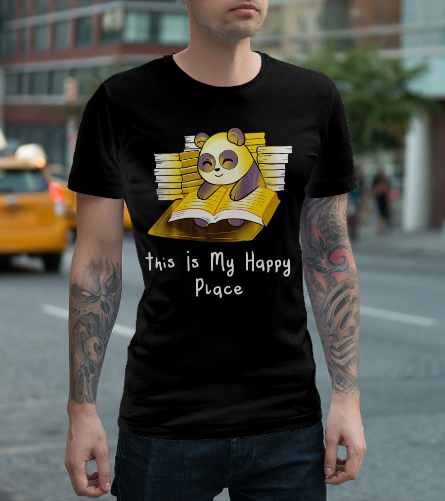 This Is My Happy Place Funny Panda Reading Books T-Shirt