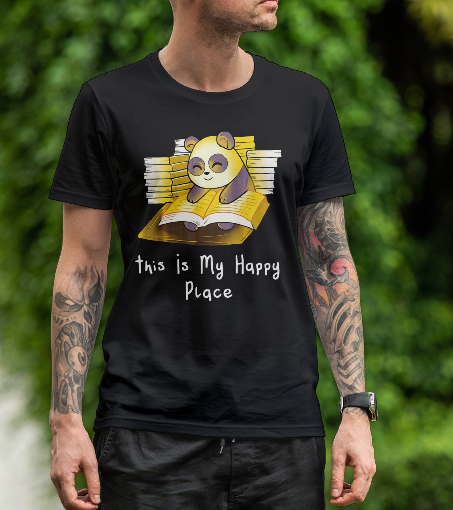 This Is My Happy Place Funny Panda Reading Books T-Shirt