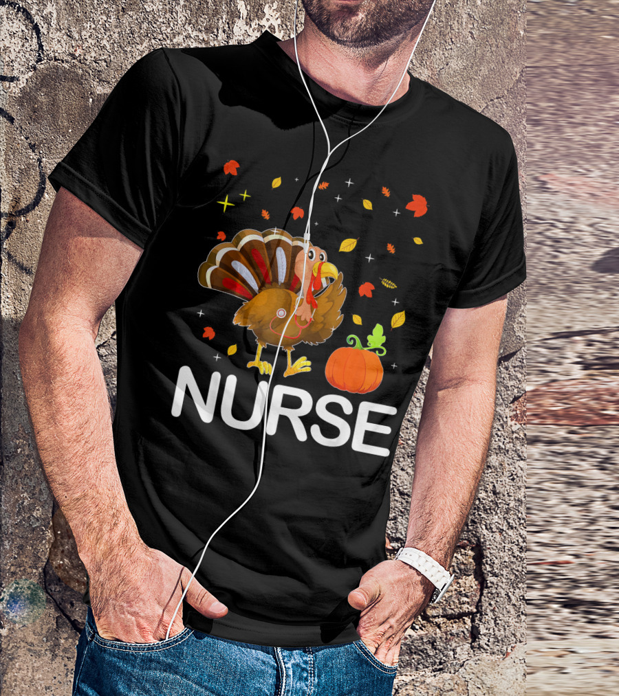 Nurse Turkey With Stethoscope Funny Thanksgiving T-Shirt