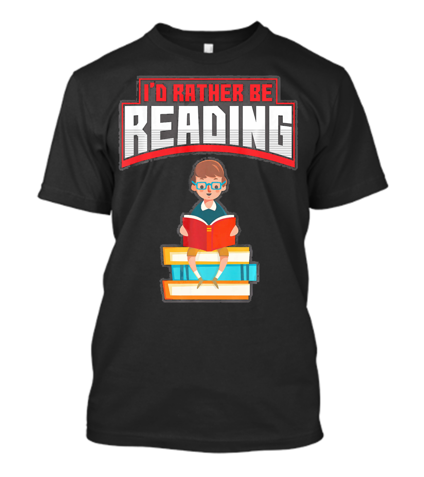 I'D Rather Be Reading Books Stack Glasses Boy T-Shirt