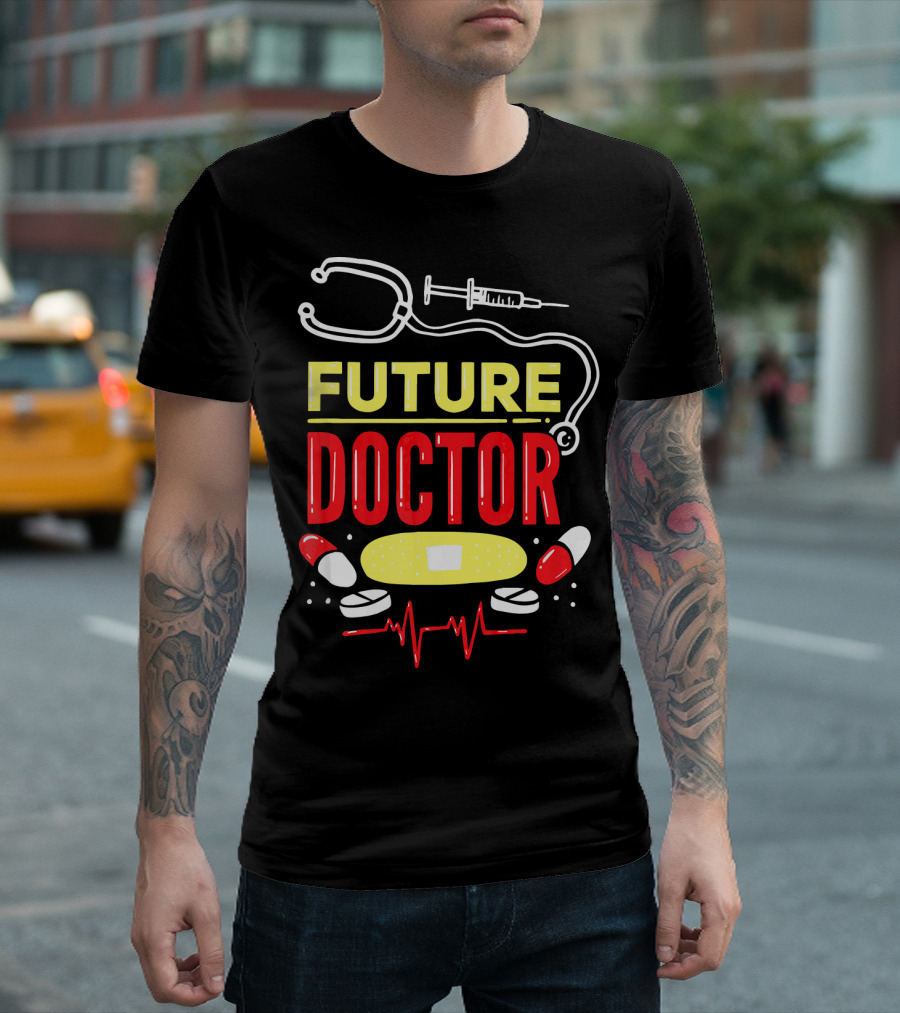 Future Doctor Stethoscope Syringe Bandage Pills EKG T-Shirt