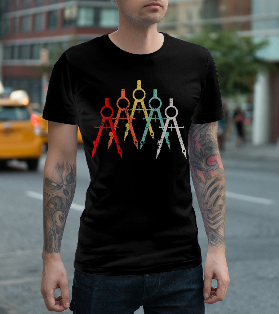 Graphic Design Architect Student Compass Tools Multicolor T-Shirt