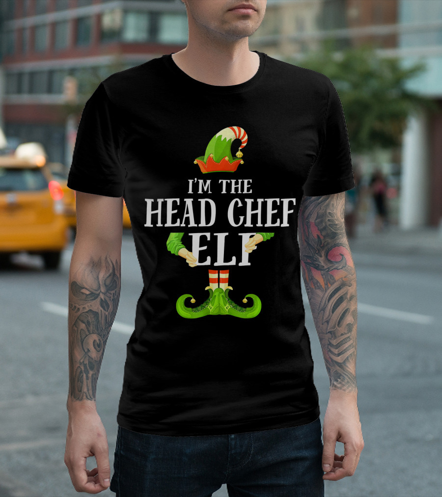 I'm The Head Chef Elf Christmas Green Hat And Shoes T-Shirt