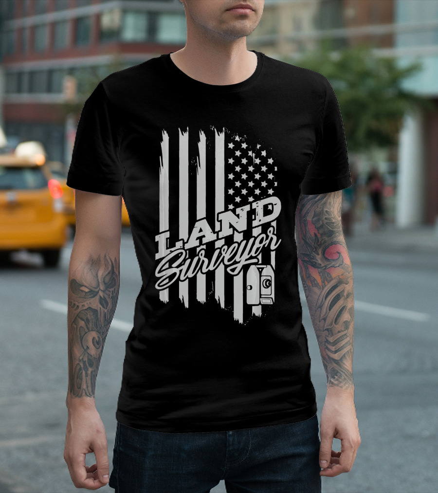 Land Surveyor US Flag American USA T-Shirt