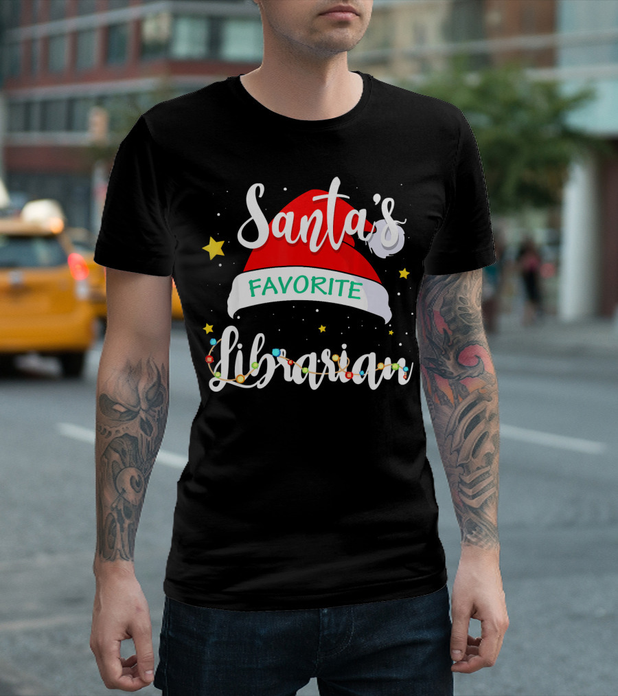 Santa's Favorite Librarian Festive Xmas Costume T-Shirt