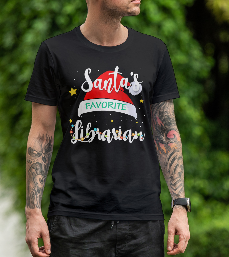Santa's Favorite Librarian Festive Xmas Costume T-Shirt