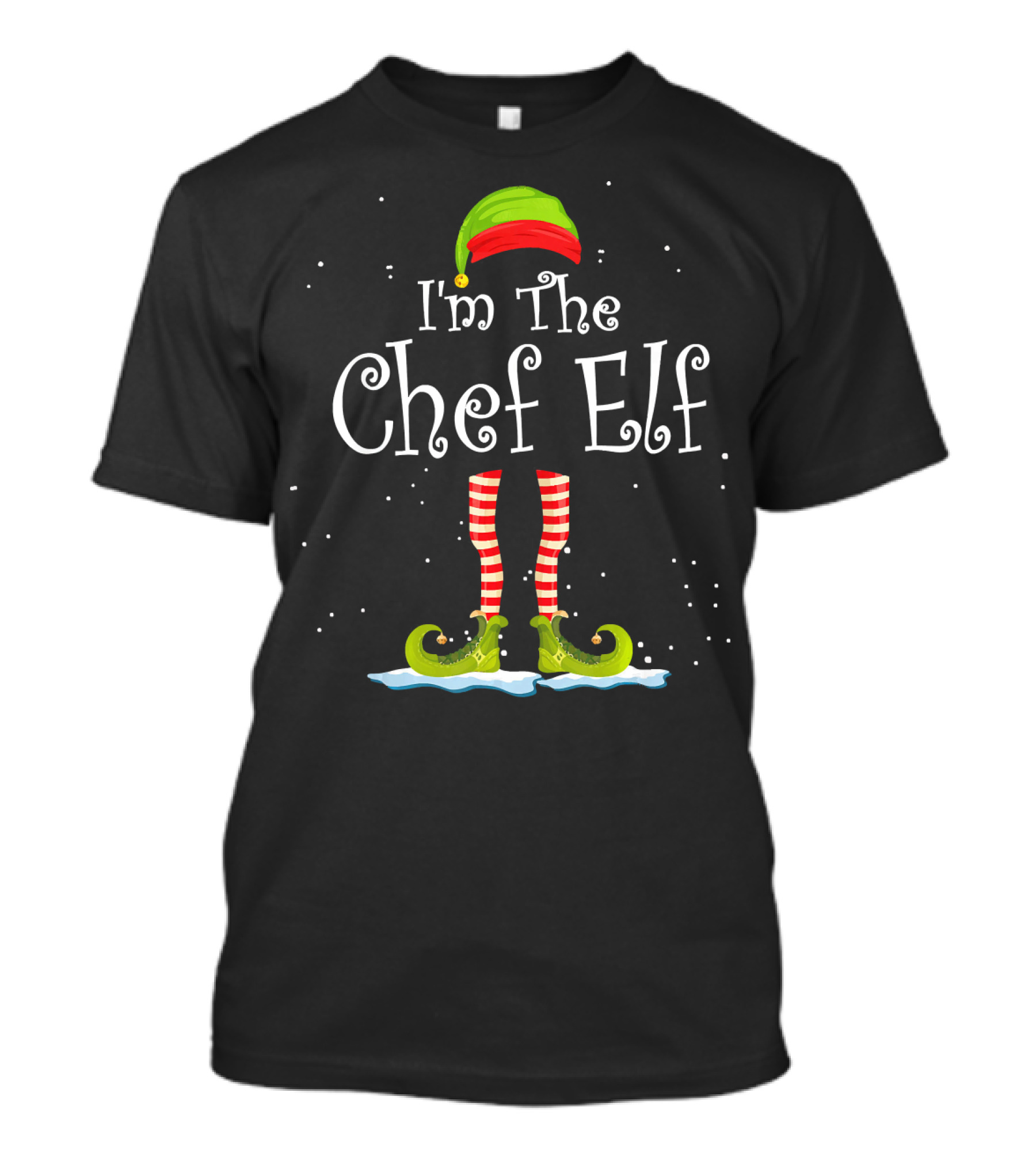 I'm The Chef Elf Christmas Attire With Striped Socks And Elf Shoes T-Shirt