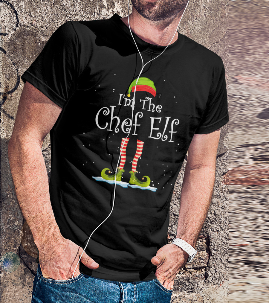I'm The Chef Elf Christmas Attire With Striped Socks And Elf Shoes T-Shirt