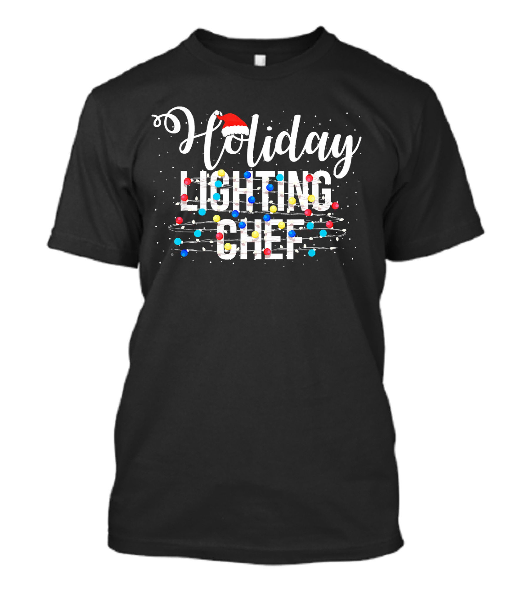 Holiday Lighting Chef Christmas Light Santa Hat T-Shirt