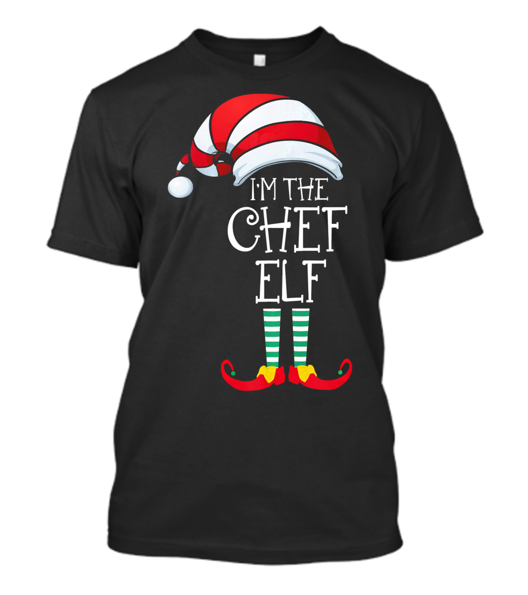 I'm The Chef Elf Striped Hat And Shoes Family Christmas T-Shirt