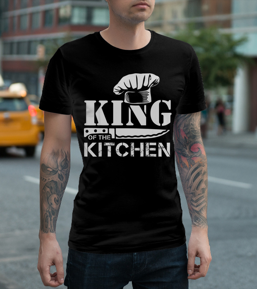 King of the Kitchen Chef Hat and Knife Cooking Humor T-Shirt