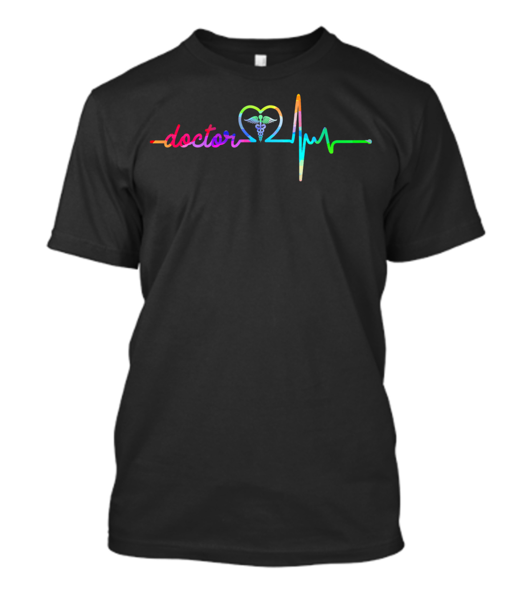 Doctor Heartbeat Rainbow Caduceus My Job Love T-Shirt