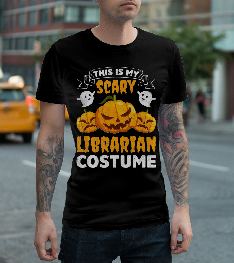 This Is My Scary Librarian Costume Halloween Ghosts Pumpkins T-Shirt