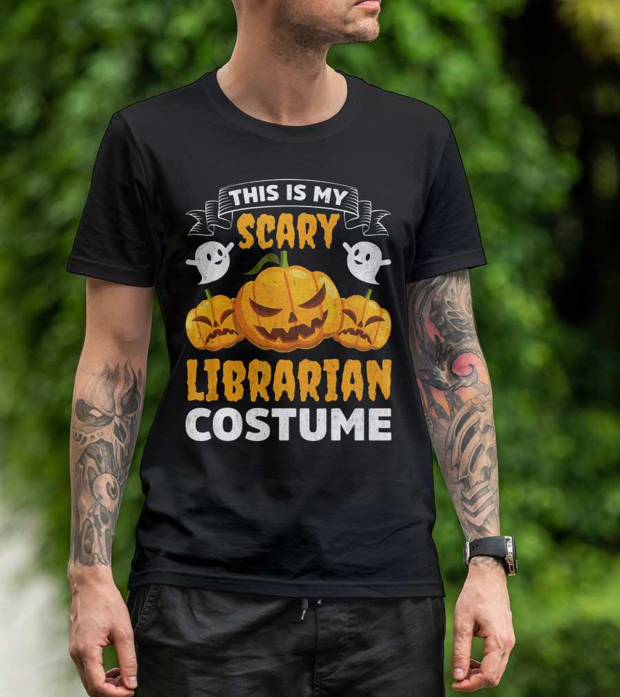This Is My Scary Librarian Costume Halloween Ghosts Pumpkins T-Shirt