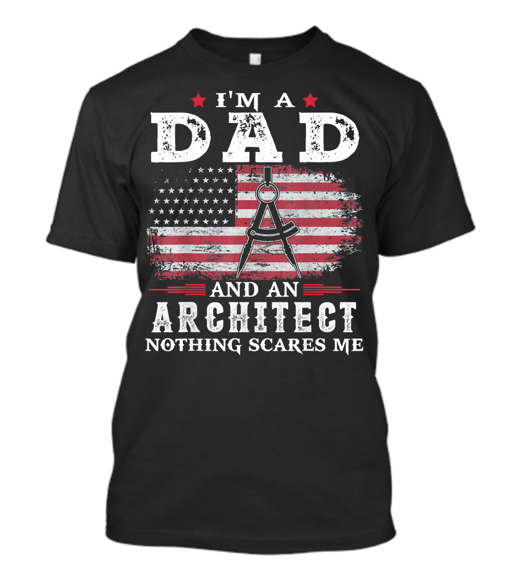 I'm A Dad And An Architect Nothing Scares Me Flag Compass T-Shirt