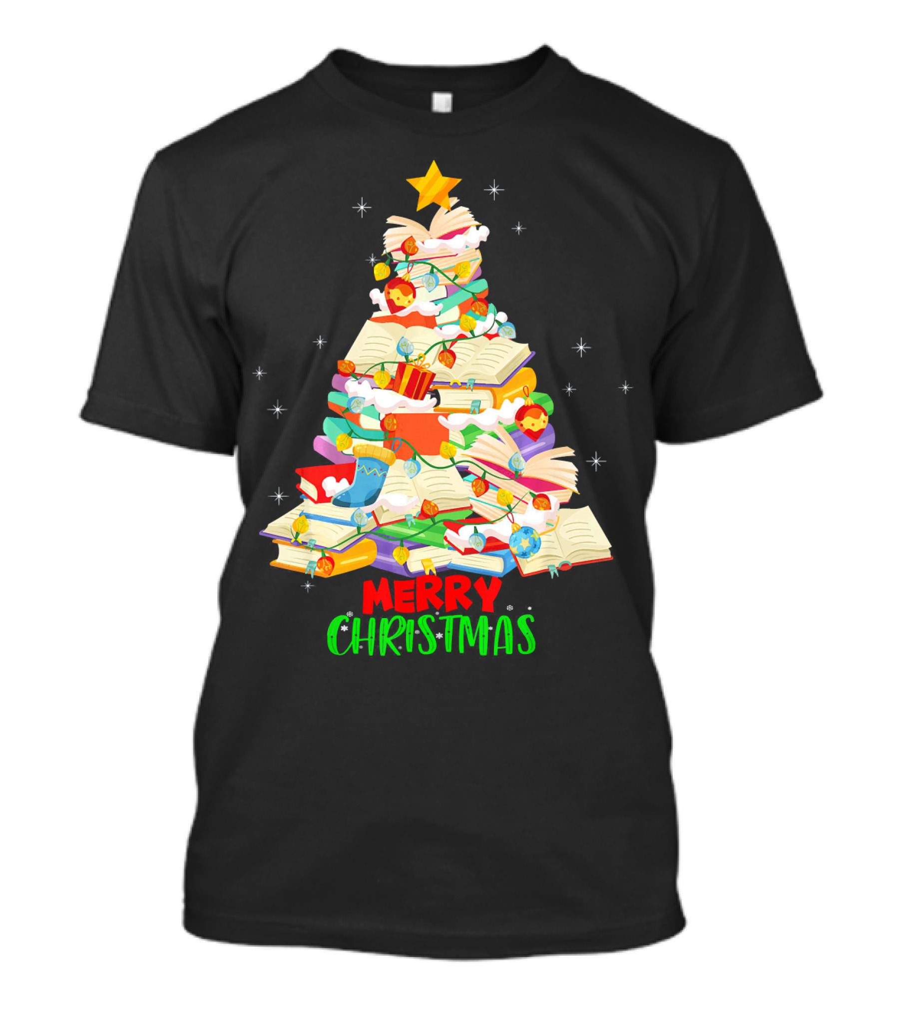 Merry Christmas Reading Book Lover Xmas Tree Librarian T-Shirt