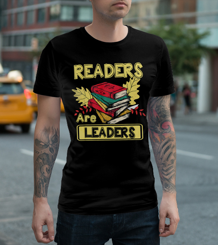 Readers Are Leaders Books Autumn Leaves T-Shirt