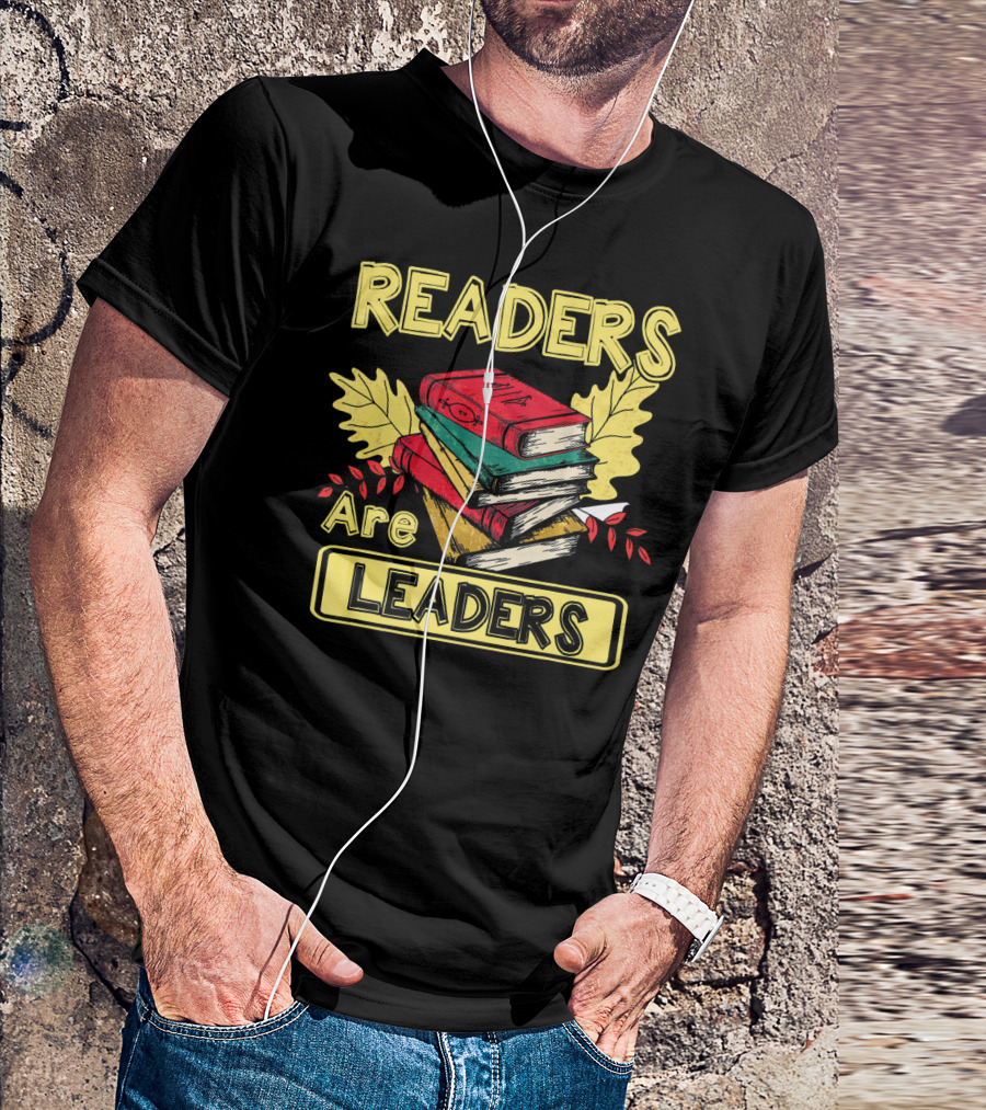Readers Are Leaders Books Autumn Leaves T-Shirt