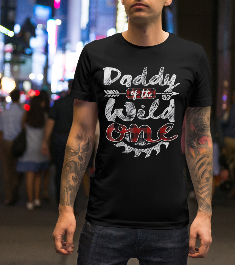 Daddy Of The Wild One Lumberjack Plaid Arrow T-Shirt