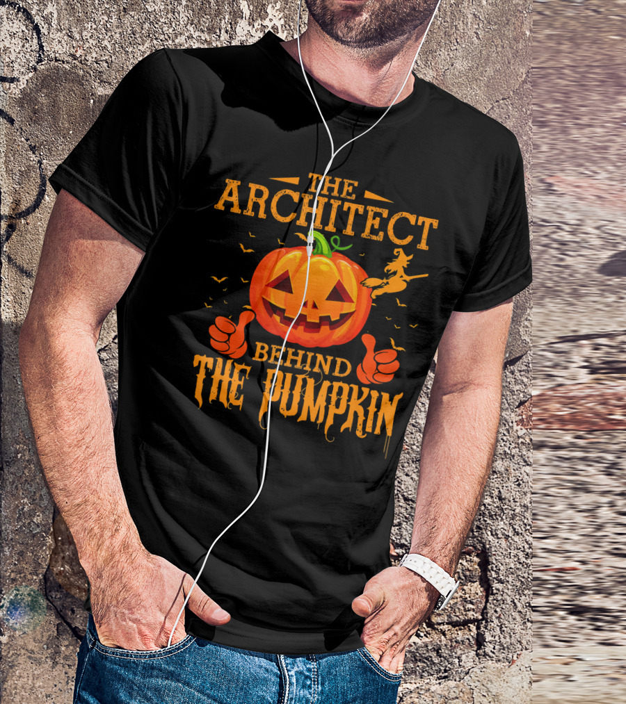 The Architect Behind The Pumpkin Jack-O'-Lantern Witch Bats T-Shirt