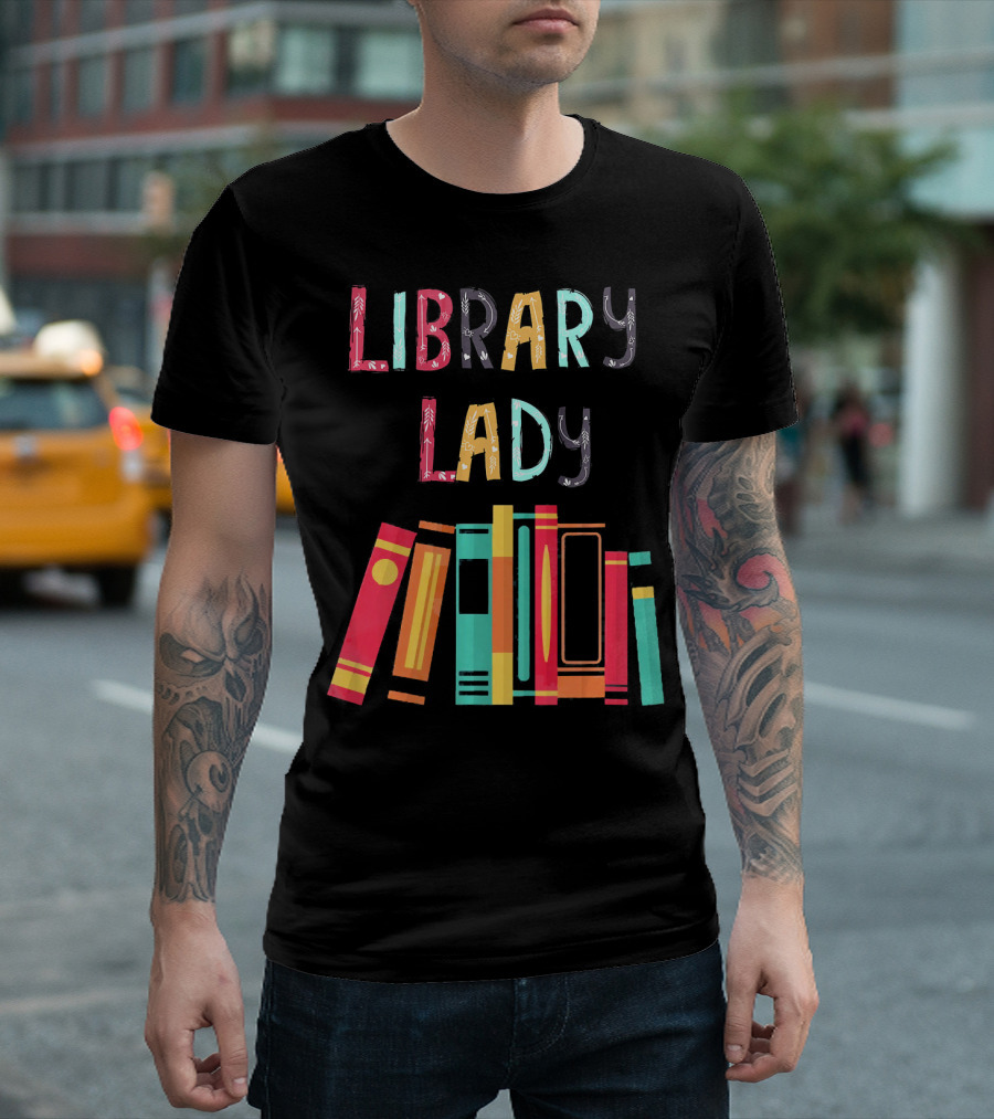 Library Lady Librarian Bookshelf T-Shirt